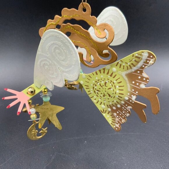 Vintage Signed Karen Rossi for Silvestri Angel in Flight w/Cherubs Ornament - Picture 8 of 9